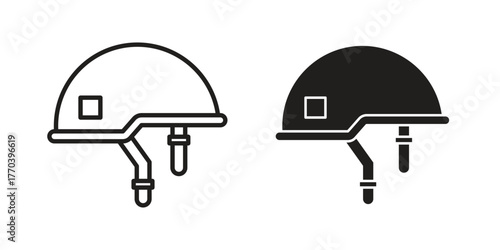 Military Helmet icon illustrations collection. editable stroke outline and flat style