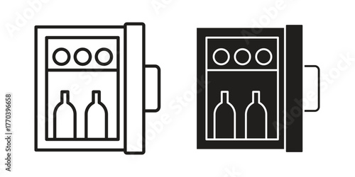 Minibar icon illustrations collection. editable stroke outline and flat style