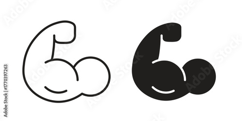 Muscle icon illustrations collection. editable stroke outline and flat style