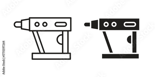 Nail gun icon illustrations collection. editable stroke outline and flat style