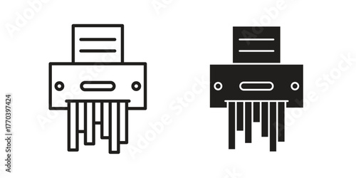 Paper shredder icon illustrations collection. editable stroke outline and flat style