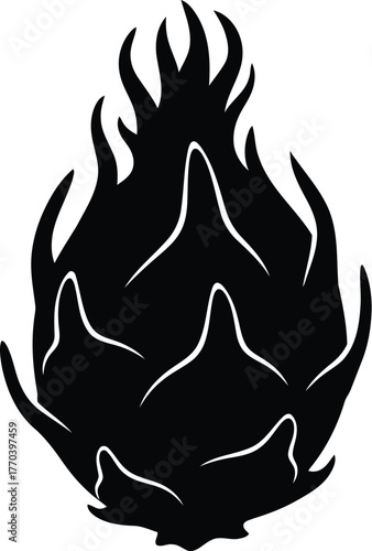 Dragon fruit silhouette isolated on transparent background