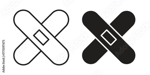 Plaster icon illustrations collection. editable stroke outline and flat style