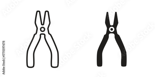 Pliers icon illustrations collection. editable stroke outline and flat style