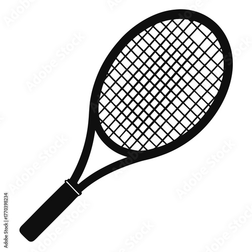 Tennis racket vector clean black silhouette design white background