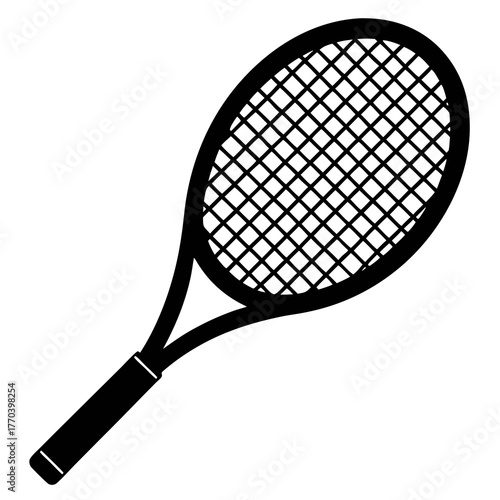 Tennis racket vector clean black silhouette design white background