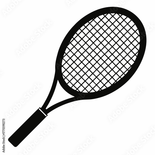 Tennis racket vector clean black silhouette design white background