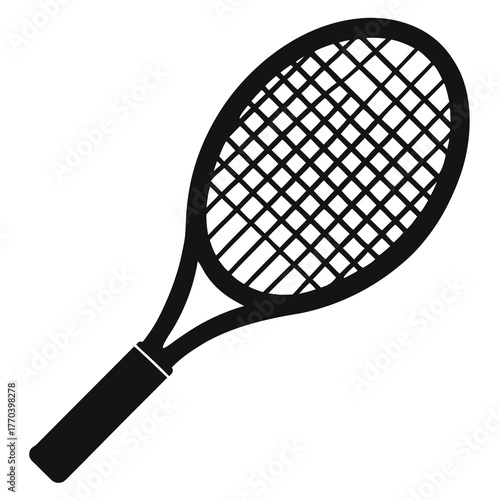 Tennis racket vector clean black silhouette design white background
