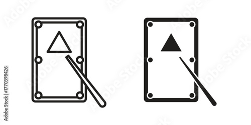 Pool table icon illustrations collection. editable stroke outline and flat style
