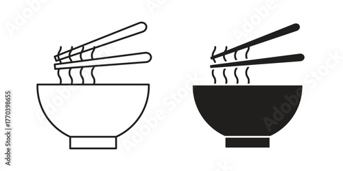 Ramen icon illustrations collection. editable stroke outline and flat style