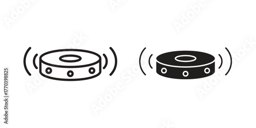 Robot vacuum cleaner icon illustrations collection. editable stroke outline and flat style