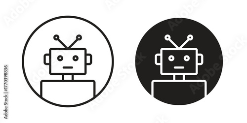 Robot assistant icon illustrations collection. editable stroke outline and flat style