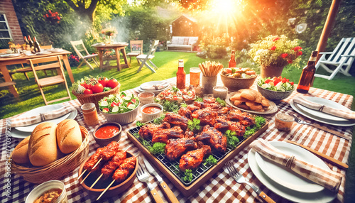 Sunlit Backyard Feast with Grilled Delights