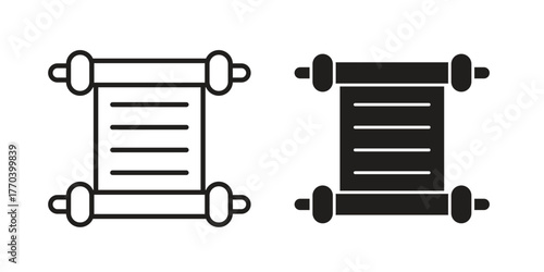 Scrolls icon illustrations collection. editable stroke outline and flat style