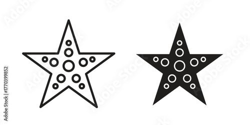 Sea star icon illustrations collection. editable stroke outline and flat style