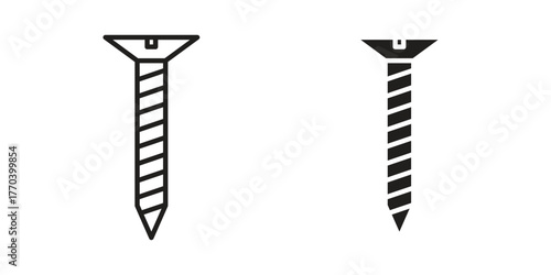 Screw icon illustrations collection. editable stroke outline and flat style