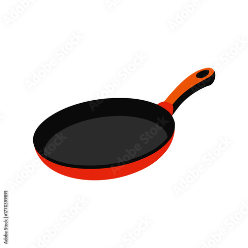 Vector illustration of a cooking frying pan kitchenware utensil cooking food preparation