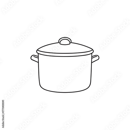 Scalable vector outline illustration of a cooking pot kitchenware food preparation icon