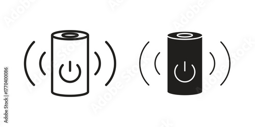 Smart speaker icon illustrations collection. editable stroke outline and flat style