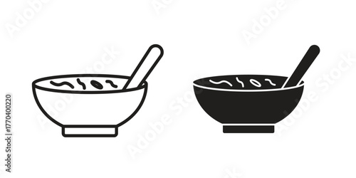 Sour soup icon illustrations collection. editable stroke outline and flat style