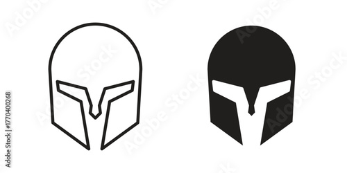 Spartan Helmet icon illustrations collection. editable stroke outline and flat style