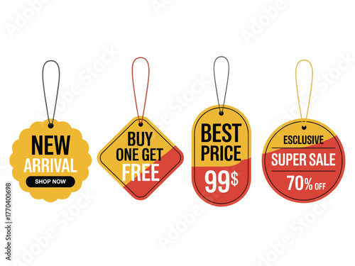 Sale tags vector set new arrival super sale best price buy one get free offer