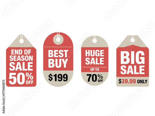 Sale tags end of season best buy huge sale big sale discount offer price