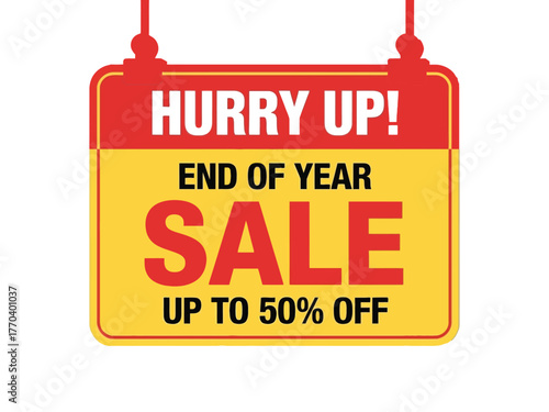 End of year sale up to fifty percent off hurry up limited time offer discount