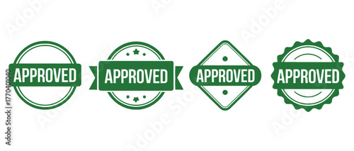 Approved stamp vector set green rubber stamps approval badge icon design