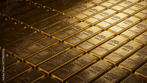 Golden Bars Stacked In A Vault Create Wealth, Luxury, And Precious Metal Richness For Financial Imagery