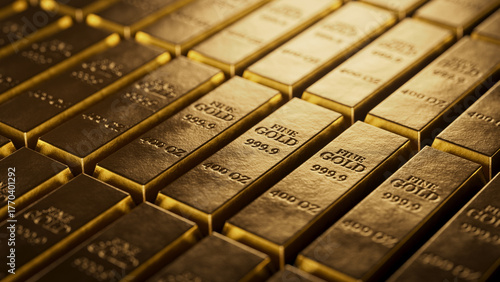 Golden Bars Stacked In A Vault Create Wealth, Luxury, And Precious Metal Richness For Financial Imagery