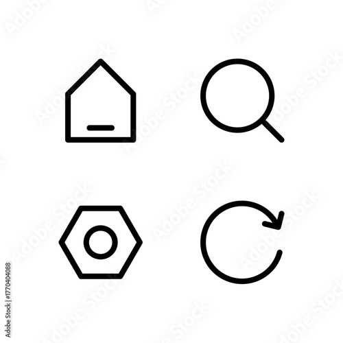 Essential UI Icon Set - Home Settings Search and Refresh Navigation Elements
