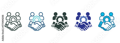 Work Together Icon Set Multiple Style Of