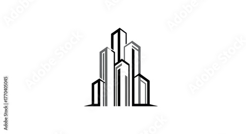 Urban skyline silhouette representing modern architecture and city development, a symbol of progress.