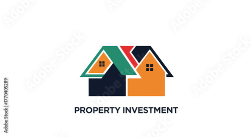 Modern abstract house logo for a property investment company.