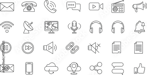 Business icon set of communication icons set