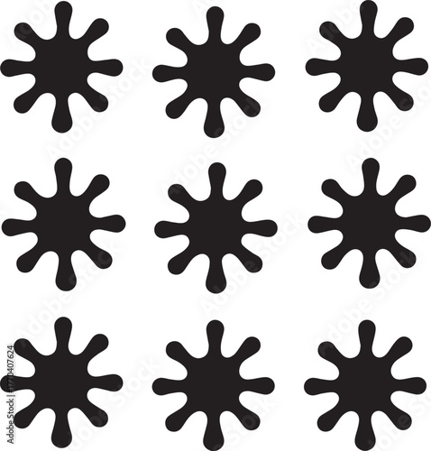 Ink Blot Patterns: A collection of meticulously crafted ink blots in various forms, forming a captivating visual display.