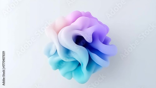 Soft Gradient Abstract Animated Organic Shape Pastel Colors White Background. Minimal Modern Art