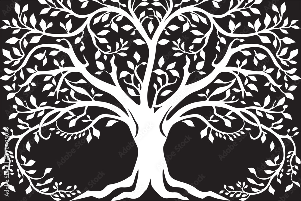 Obraz premium Healthy Tree Silhouette Set – Decorative Vector Art for Logos & Design 🌱