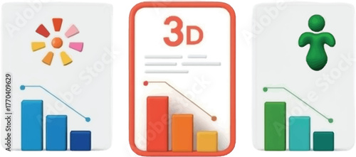 Depicting financial growth with vibrant column charts showing a 300 mark increase in orange green