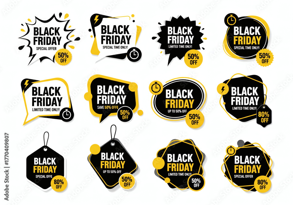 Naklejka premium Grab amazing Black Friday deals, limited time offers, and huge discounts up to 80% off!