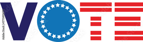 Dark Blue V Blue Circle White Stars Red Stripes Vote Election Graphic voting democracy