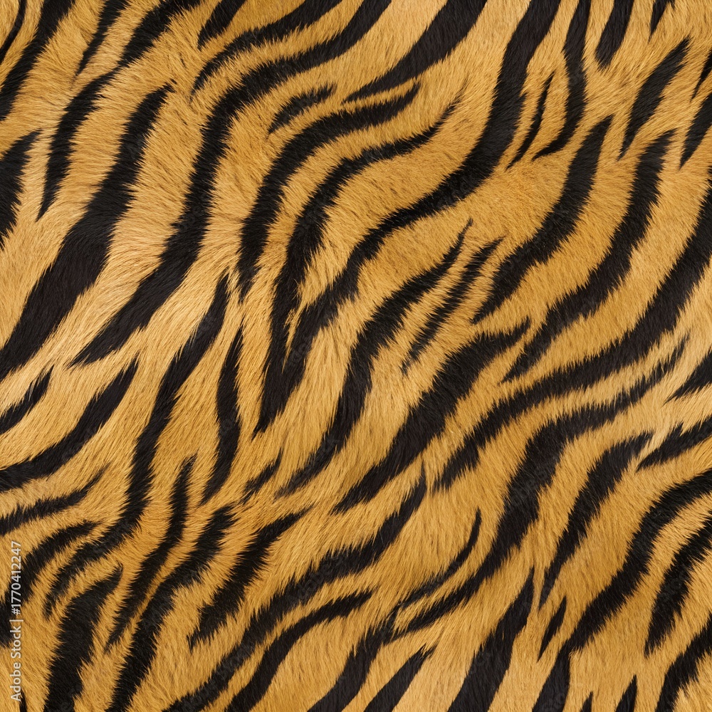 Fototapeta premium A realistic tiger fur texture, An orange and black striped animal print background, Photorealistic image - Generative AI 