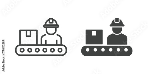 Production Control Icon. Line and glyph solid icon