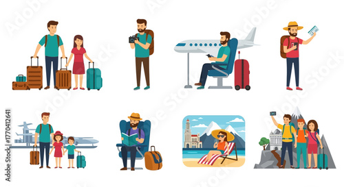 Diverse Group of People Enjoying Various Travel Experiences and Activities