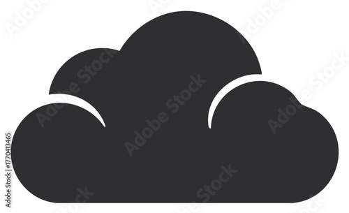 Silhouette illustration of a cloud symbol with a modern minimalistic design.