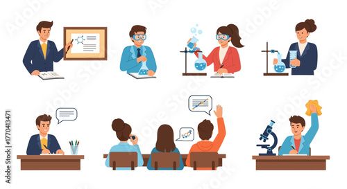 Diverse Scientists and Students Engaged in Laboratory and Classroom Activities