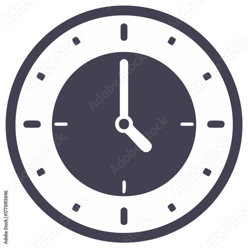 Simple dark gray analog clock face with white hands indicating the time