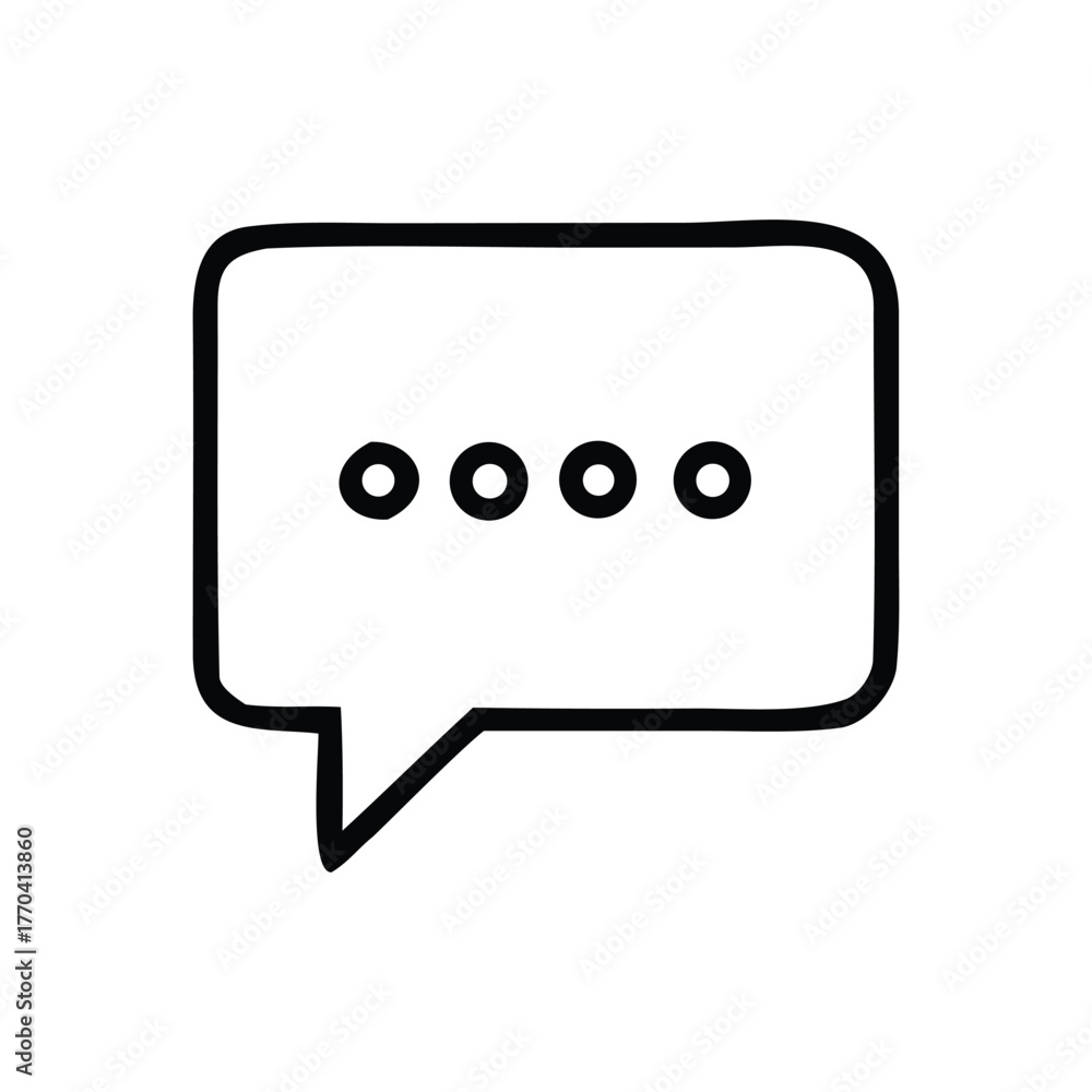 Fototapeta premium Simple Black and White Speech Bubble Icon for Communication, Chat, and Discussion