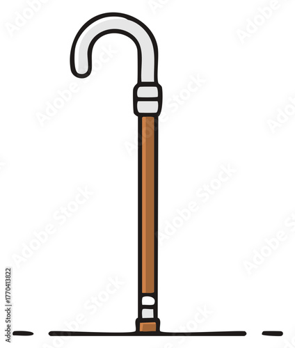 Cartoon Illustration of a Walking Stick, Hiking Staff or Cane for Accessibility and Mobility Aid